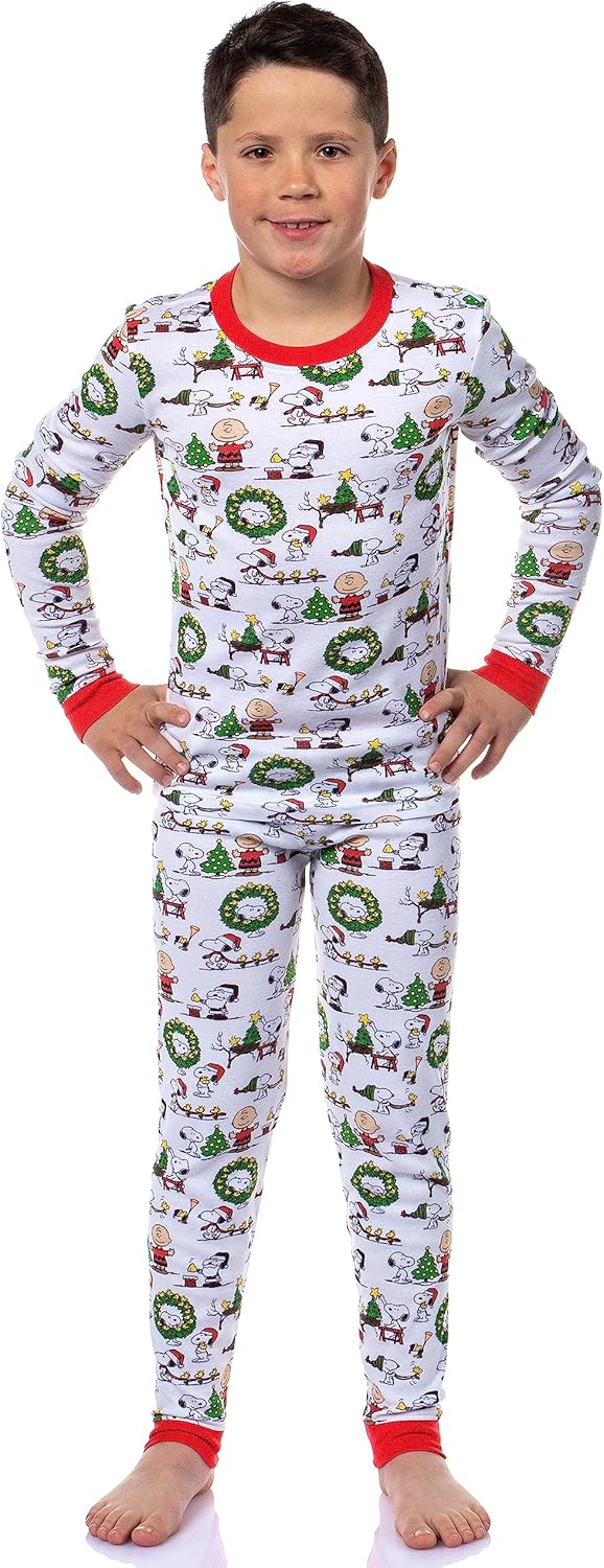 Peanuts Christmas Snoopy Charlie Brown Pajama Set for Kids