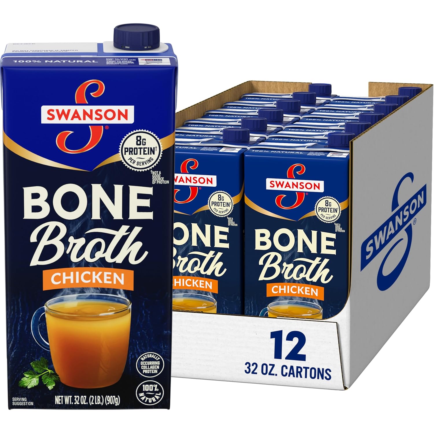 Swanson Chicken Bone Broth with Collagen Protein, 32 Ounce