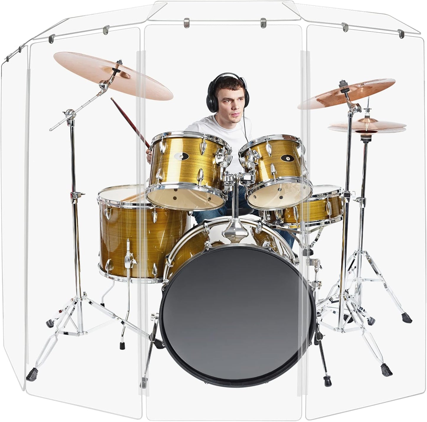 5ft Drum Shield with Deflectors & Plastic Hinges for Sound Control