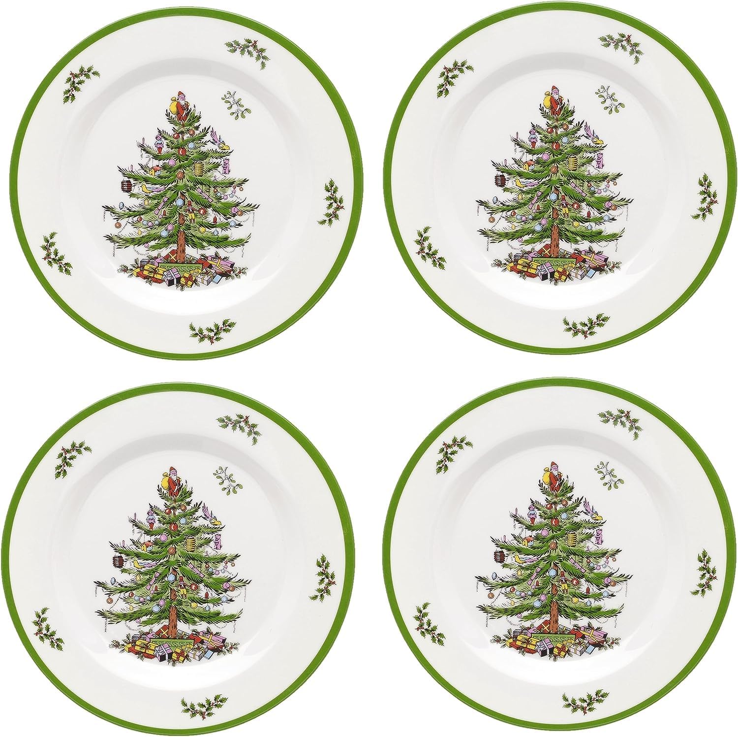 Spode Christmas Tree Melamine Salad Plate Set for Holiday Meals