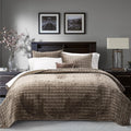 Luxury Velvet Quilt Set King Size Bedding - Ultra Soft Channel Stitch