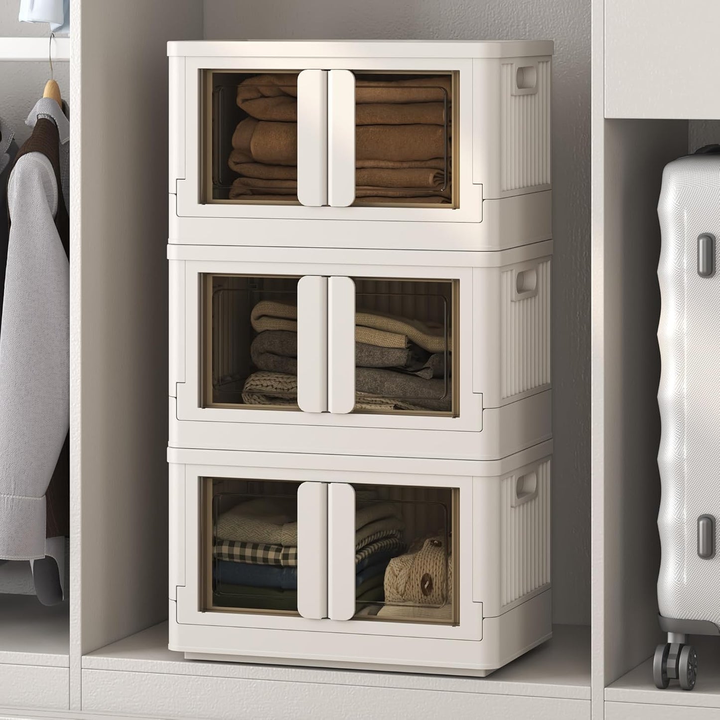 FLEXIMOUNTS 110 QT Stackable Storage Bins With Lids for Home
