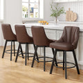 Bar Stools with Backs Leather Upholstered Counter Barstools