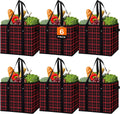 Reusable Grocery Tote Bag 6 Pack - Foldable Water Resistant Red