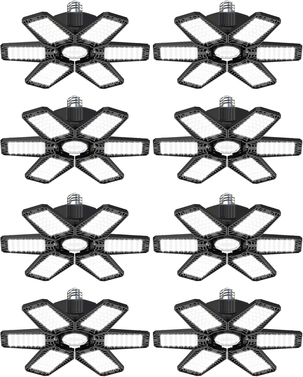 LED Garage Lights 8 Pack - 180W 18000LM Adjustable Panels