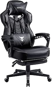 Ergonomic Gaming Chair with Footrest and Massage Features