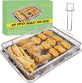 Air Fryer Basket for Oven 2-PCS Set - Heavy-Duty Stainless Trays
