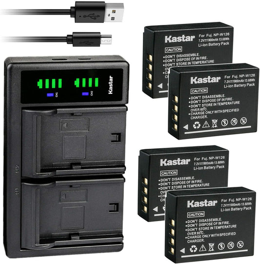 Kastar 4-Pack Battery and USB Charger for Fujifilm Cameras