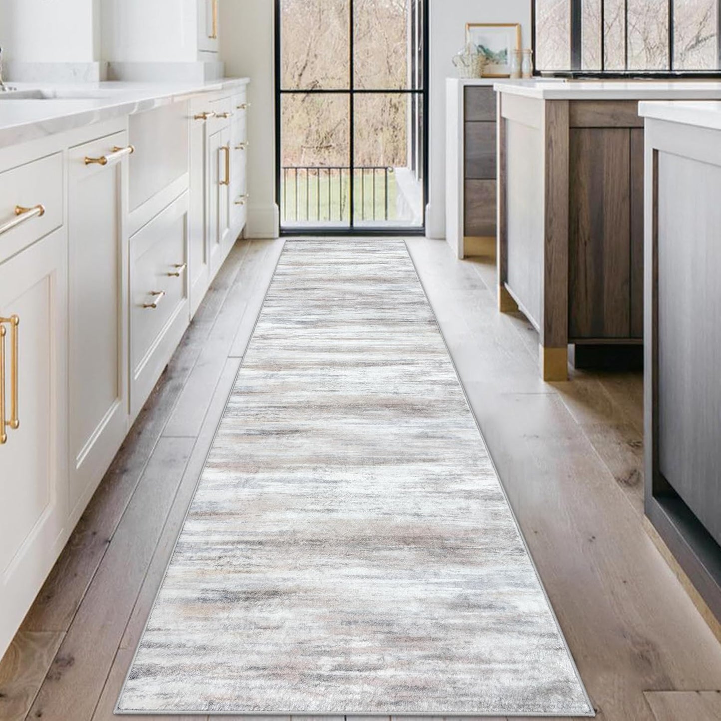 KOZYFLY Modern Abstract Kitchen Runner Rug for Entryway Use