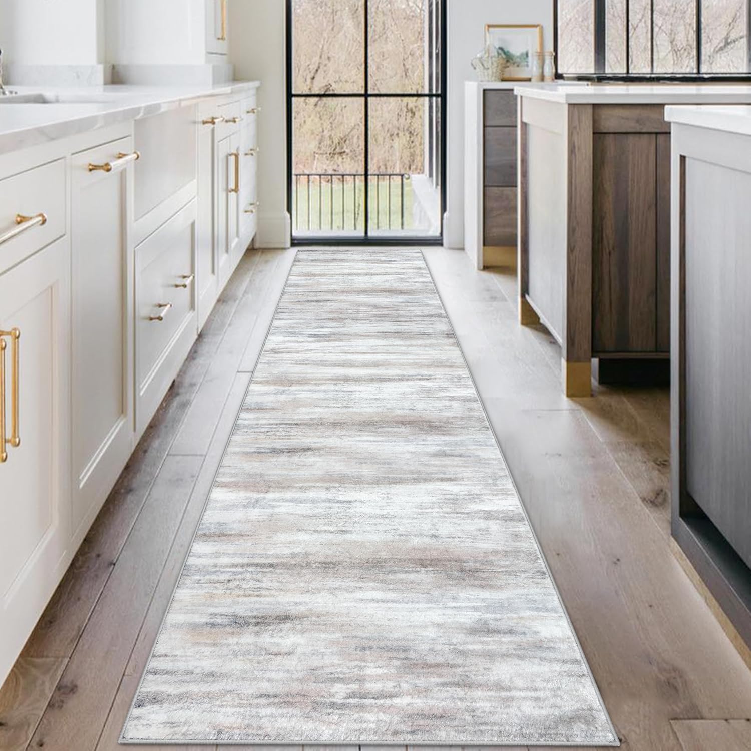 KOZYFLY Modern Abstract Kitchen Runner Rug for Entryway Use