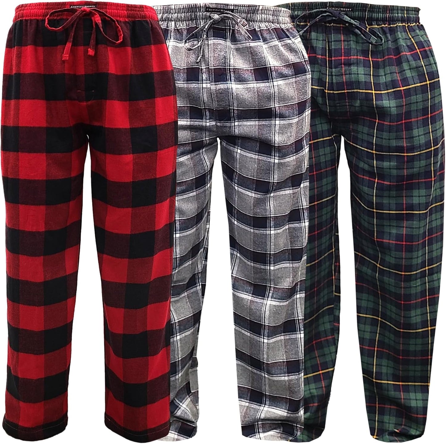 Andrew Scott Men's Cotton Flannel Fleece Pajama Lounge Pants