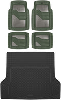 Heavy Duty Metallic Design Rubber Car Floor Mats - 4-Piece Set