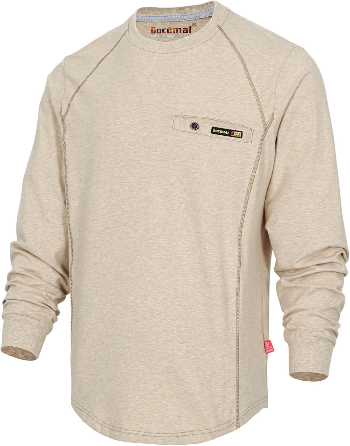 BOCOMAL FR Shirts for Men Lightweight Crew T-Shirt with Pocket