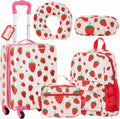 Redbaker 6 Pcs Kids Luggage Set 17in Strawberry Style - Travel Ready