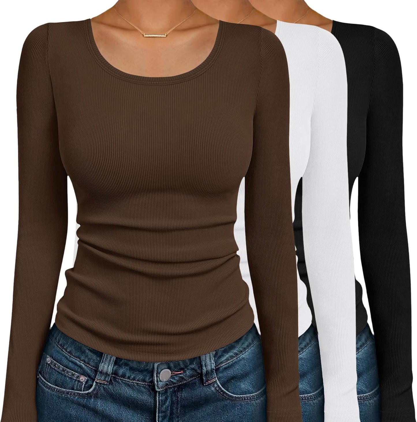 Ekouaer Womens Long Sleeve Shirts 3 Pack for Everyday Style