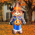 5FT Halloween Inflatable Scarecrow with Birds - LED Yard Decor