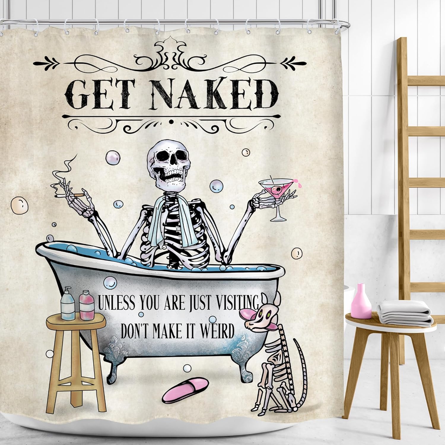Gothic Skeleton Shower Curtain: Spooky & Fun!