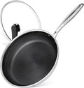 MICHELANGELO 12 in Stainless Steel Frying Pan with Lid - Honeycomb