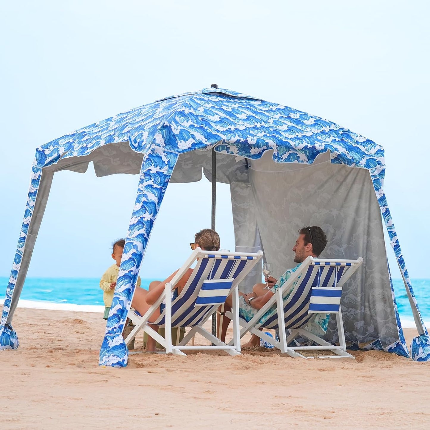 Beach Cabana 6FT Umbrella with UPF 100+ Protection for Sun