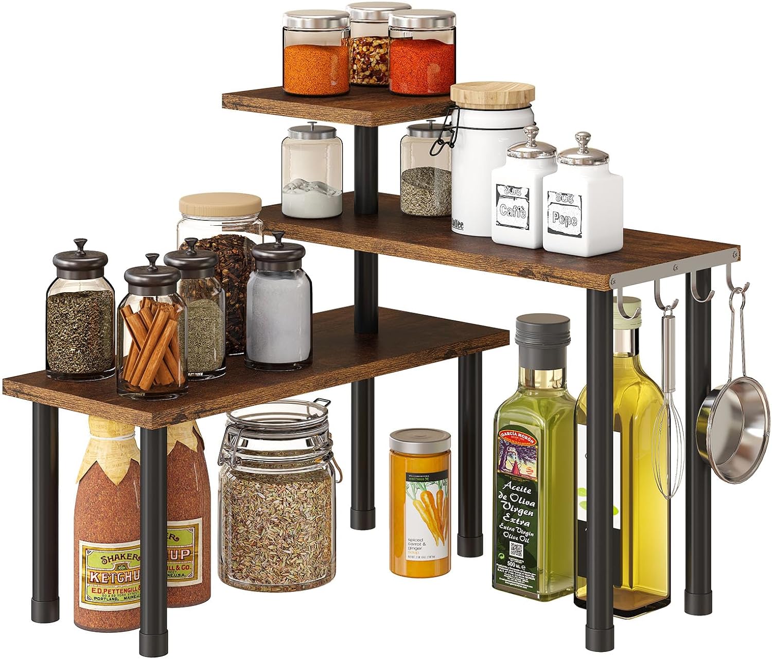 Bamboo 3 Tier Corner Organizer, Space Saving Rustic Brown