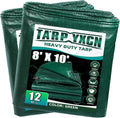 Green Heavy Duty Tarp 8x10 ft 2 Pack - 12 mil Waterproof Protection