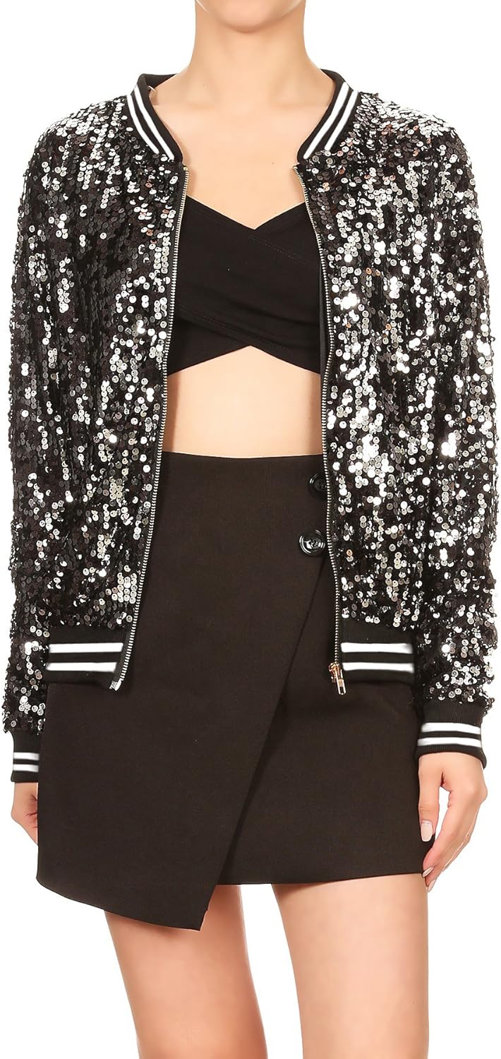 Sparkly Sequin Bomber Jacket for Women - Perfect for Parties