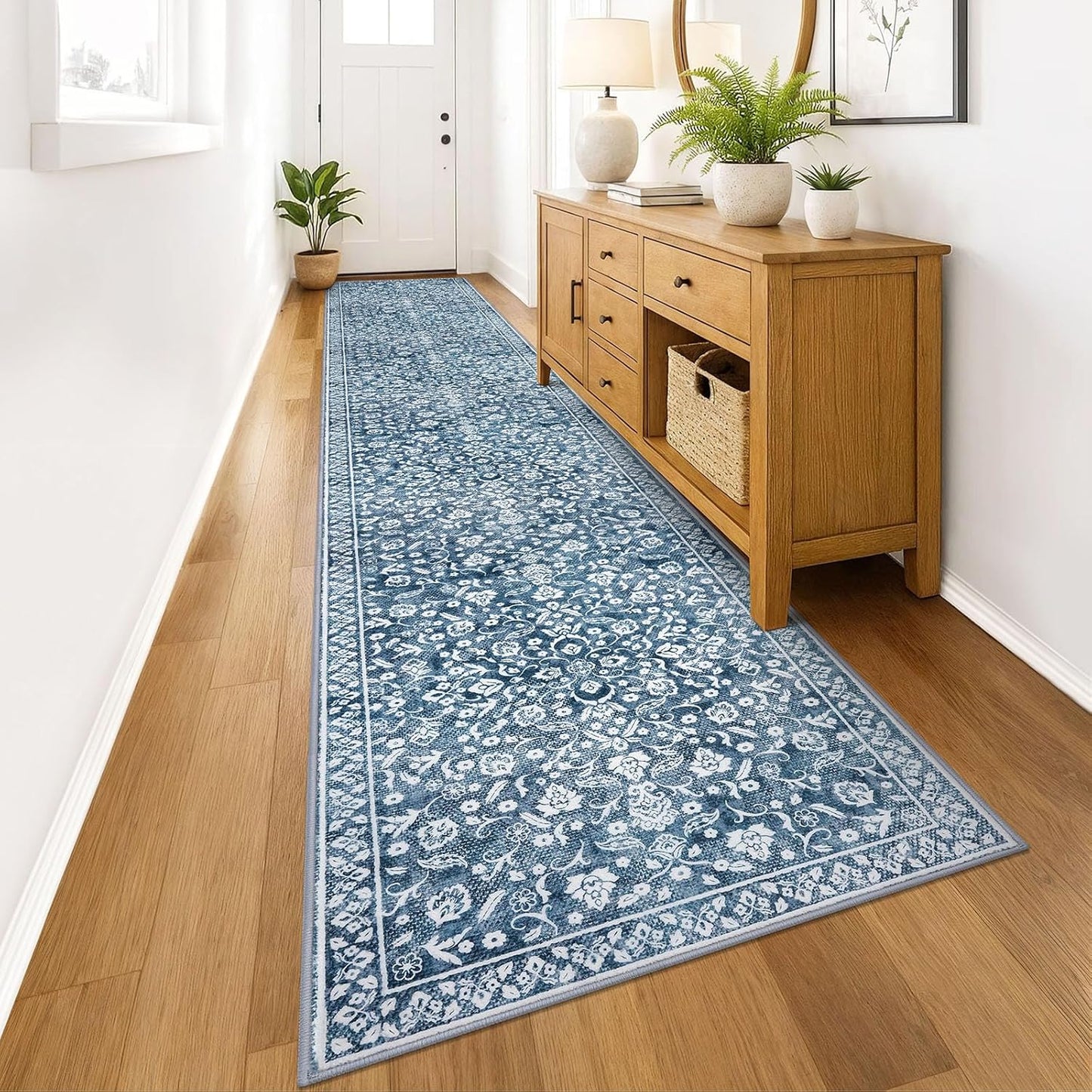Vintage Runner Rugs for Hallway 3x16, Soft Floral Design