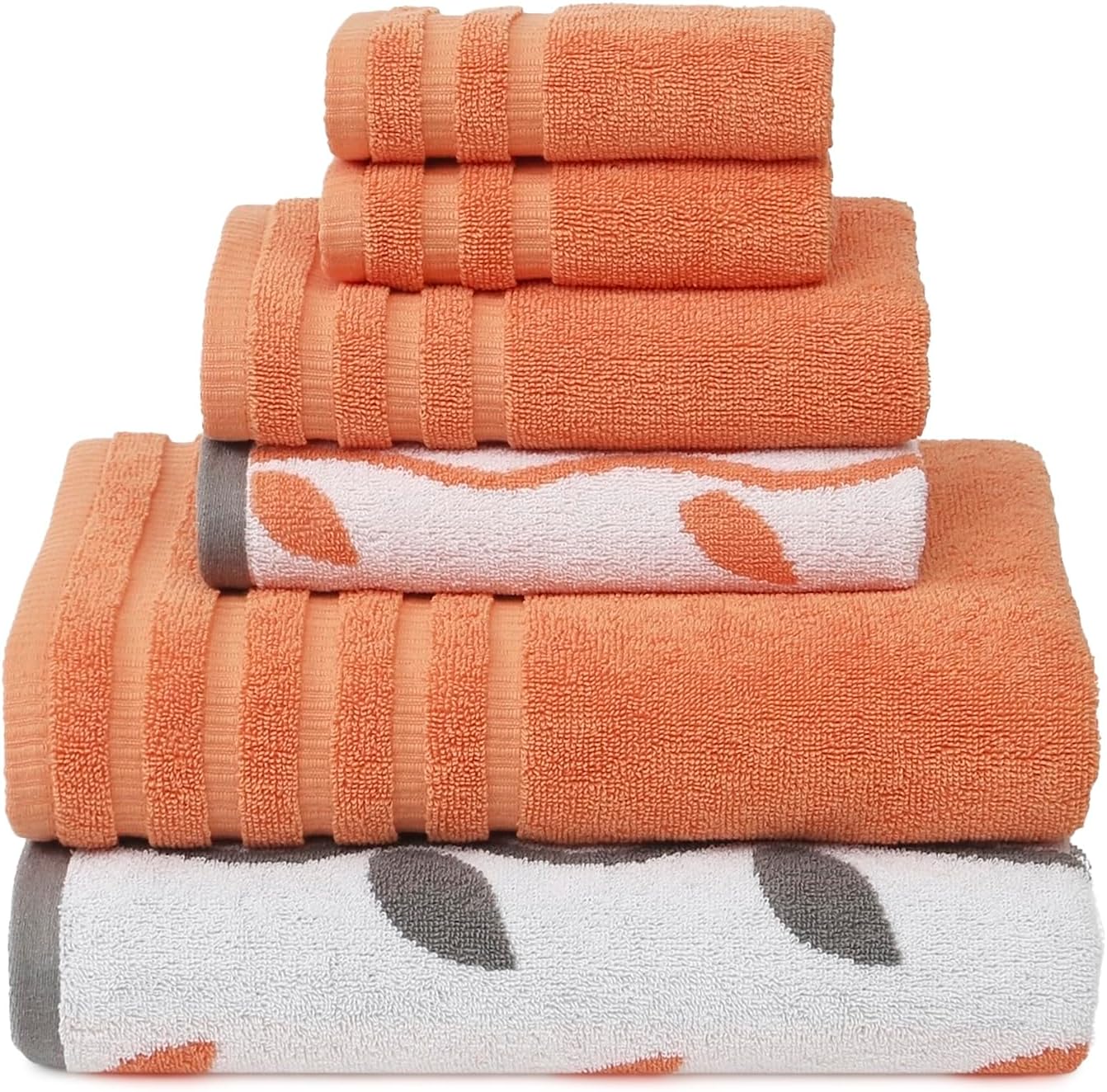 Modern Threads Organic Vines 6-Piece Cotton Towel Set in Orange