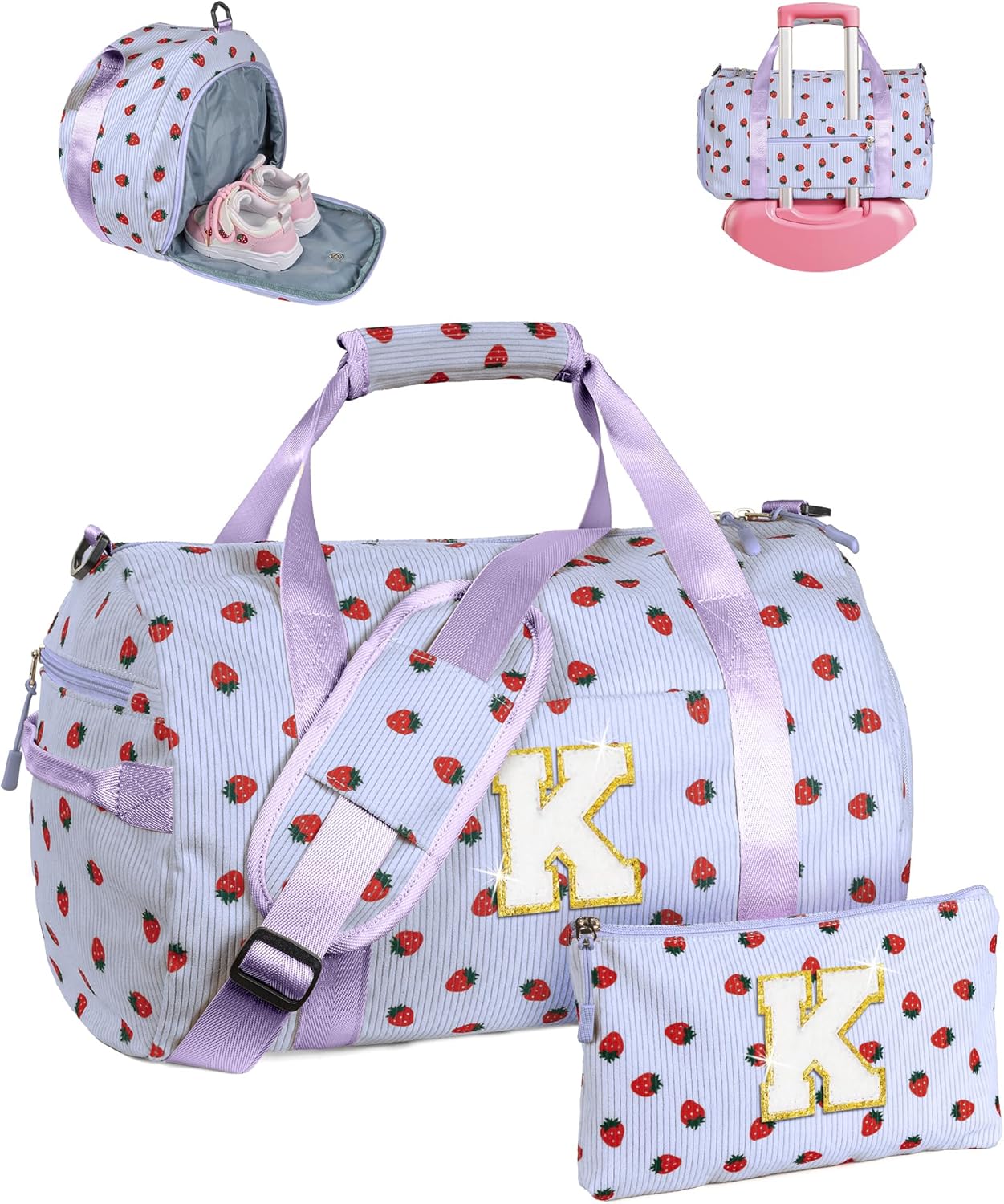 Personalized Girls Gym Bag with Shoe Compartment for Travel