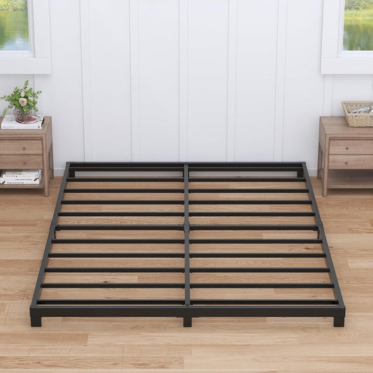 4 Inch King Size Bed Frame Low Profile, Heavy Duty Metal Frame