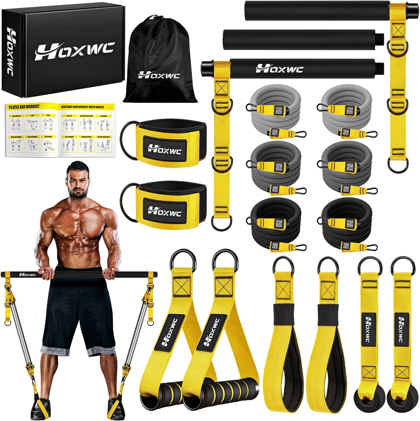 Portable Pilates Bar Kit for Full Body Strength Training Workouts