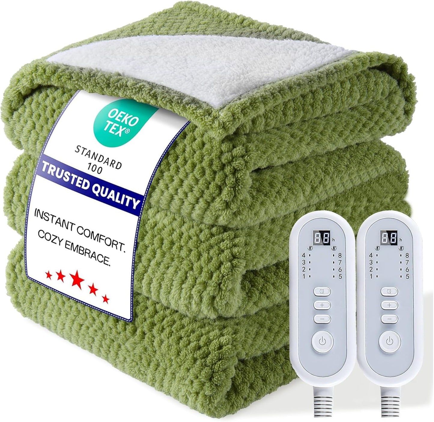 Queen Size Heated Electric Blanket with Dual Control & Safety