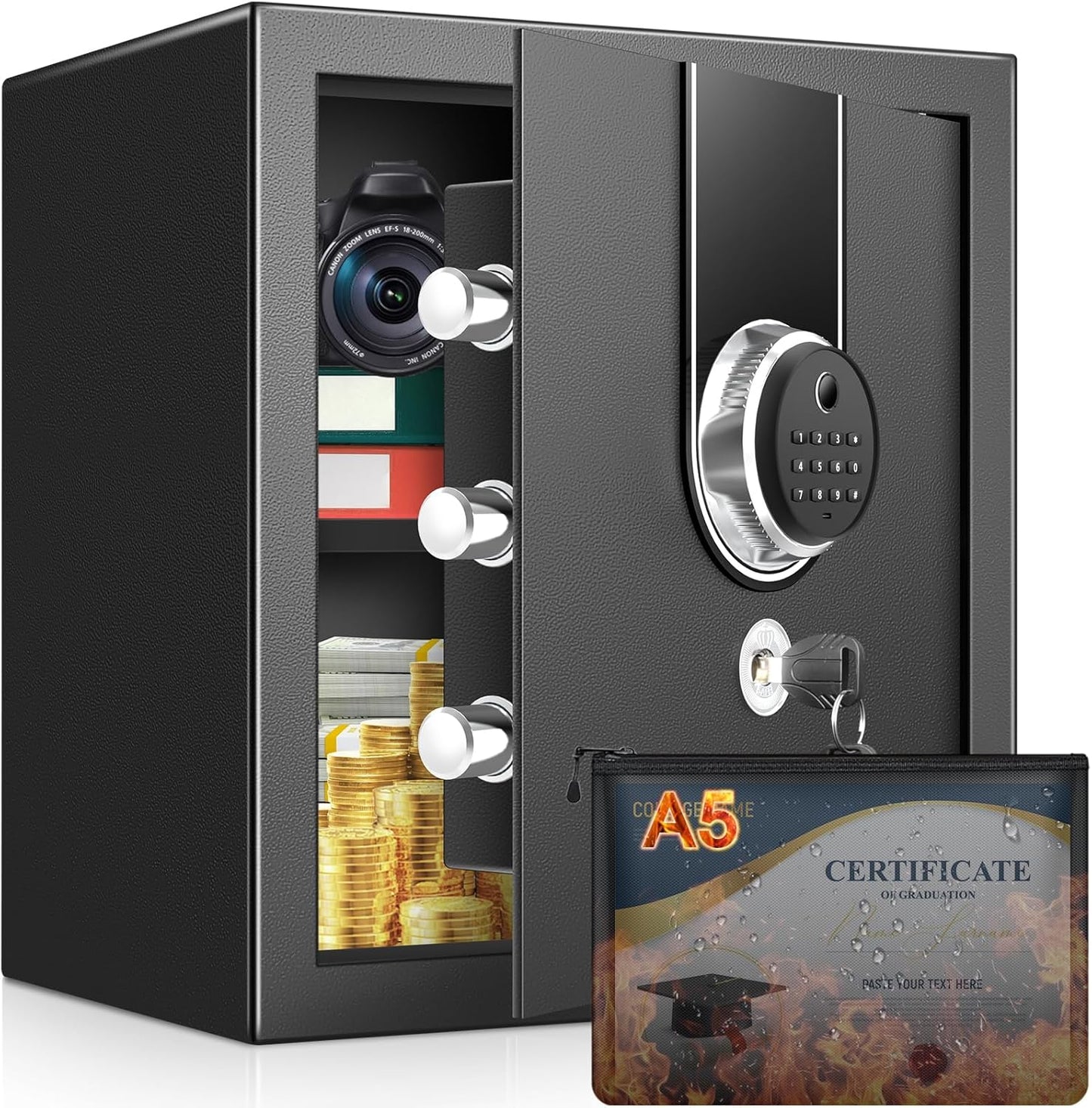 2.0 Cuft Biometric Safe Box for Home with Digital Keypad