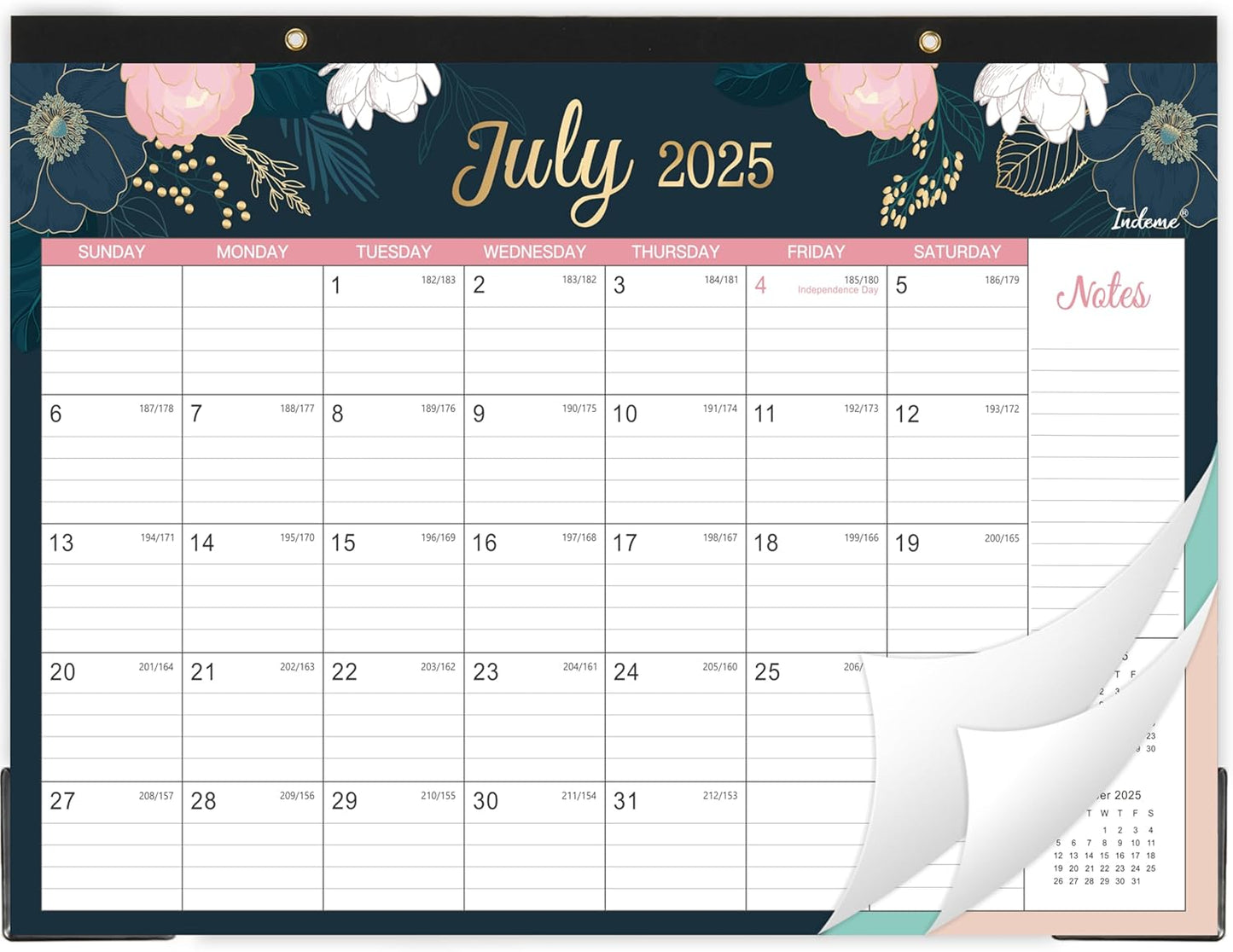 Indeme 18-Month 2025-2026 2-in-1 Desk Calendar
