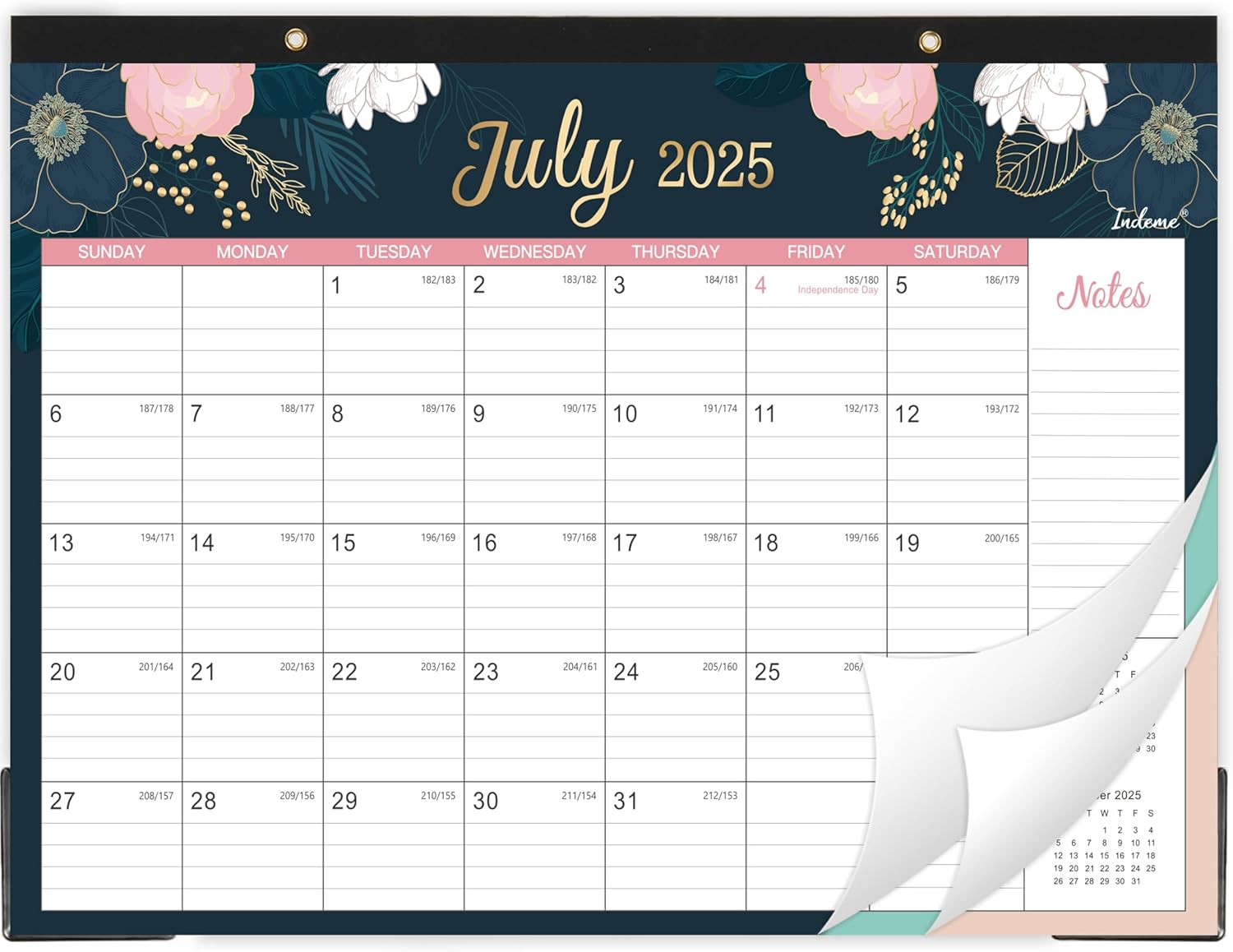 Indeme 18-Month 2025-2026 2-in-1 Desk Calendar
