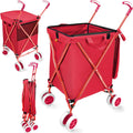 Folding Shopping Cart with Wheels - Lightweight 120 LB Utility Cart