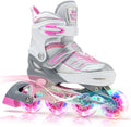 Cytia Pink Girls Adjustable Illuminating Inline Skates - Light Up