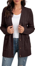 Women Long Sleeve Loose Knit Cable Button Cardigan - Cozy, Timeless