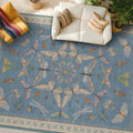 Light Blue Rugs for Dining Room Under Table 8x10 - Washable, Non-Slip