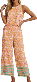 IWOLLENCE Women's Summer 2 Piece Outfits Set - Sleeveless Crop & Wide