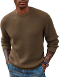 PJ PAUL JONES Mens Crewneck Pullover Sweater Waffle Textured - Warm