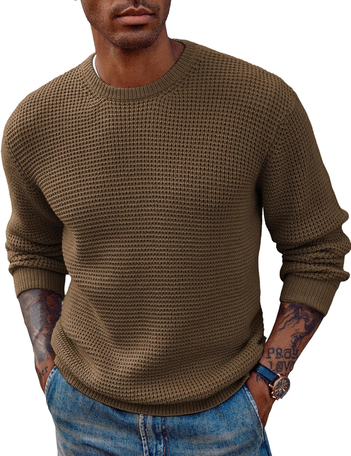 PJ PAUL JONES Mens Crewneck Pullover Sweater for Classic Style