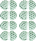 Chunky Yarn for Crocheting 8 Pack - Mint Green Fluffy Jumbo Chenille