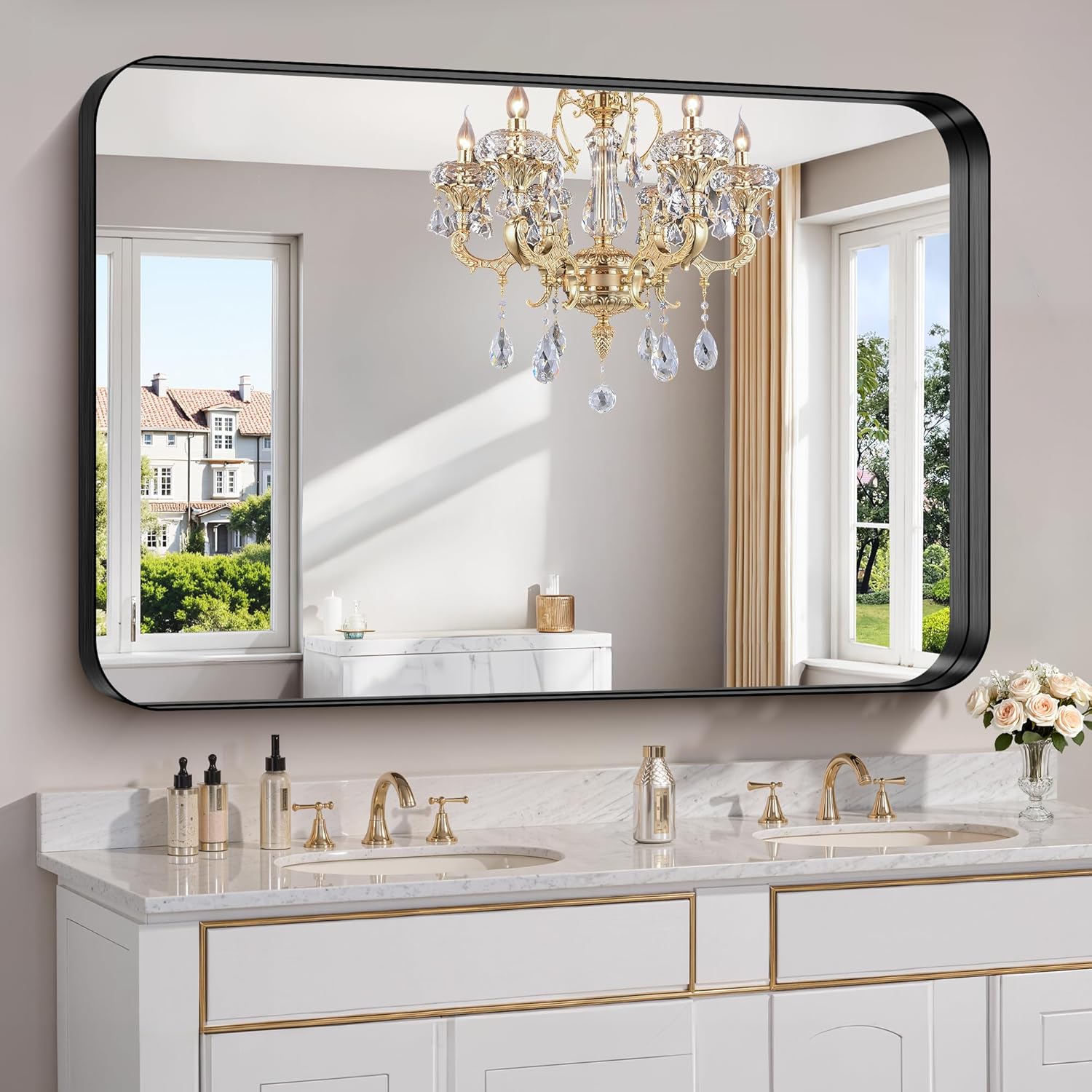 FORBATH 55x36 Inch Large Bathroom Mirror for Double Sinks