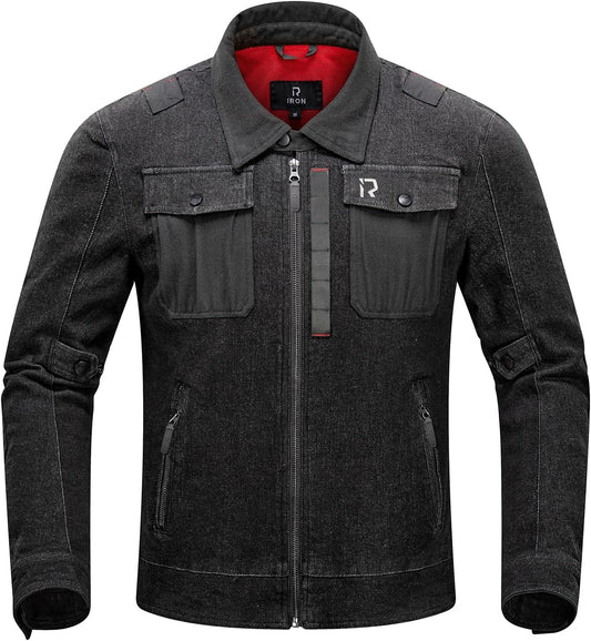 BORLENI Motorcycle Jacket Denim Breathable Reflective Armor Protection