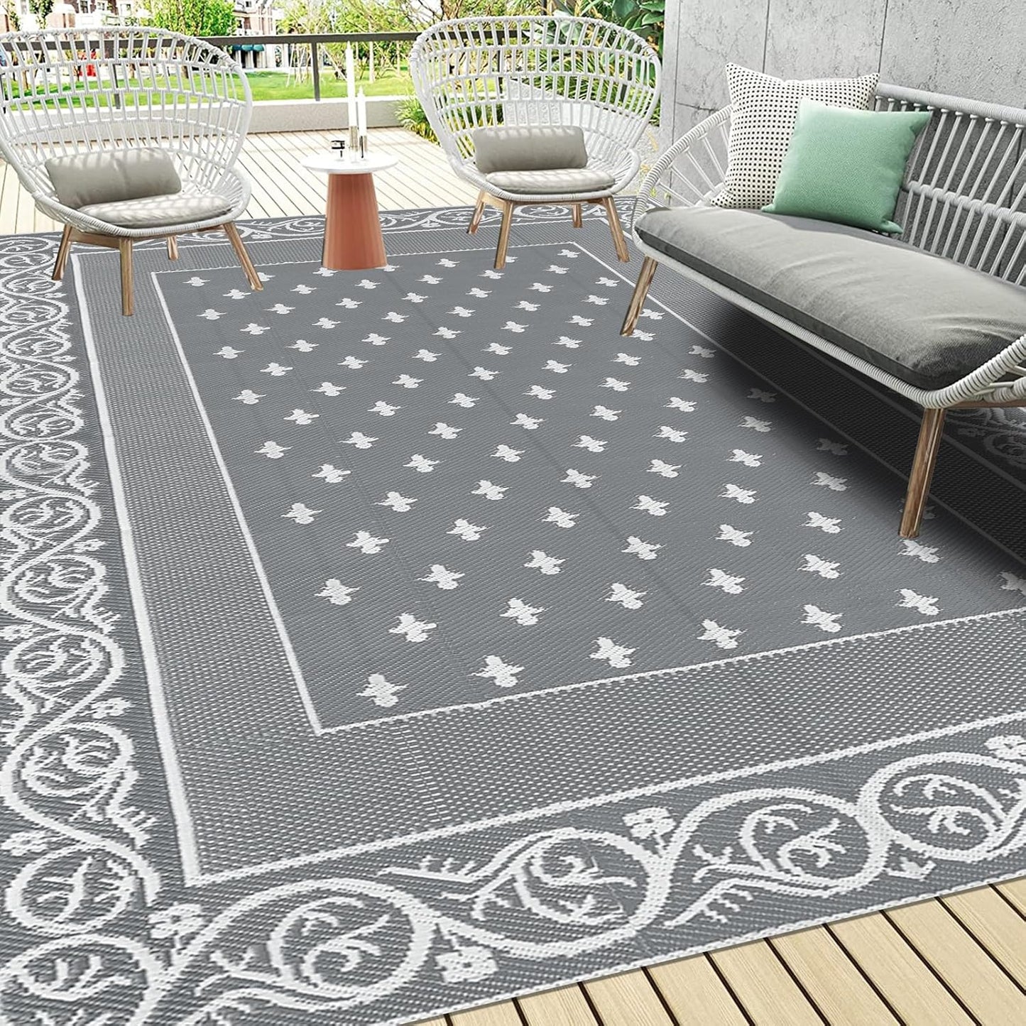 Pauwer Waterproof Outdoor Rug 8x10 for Patio and Camping
