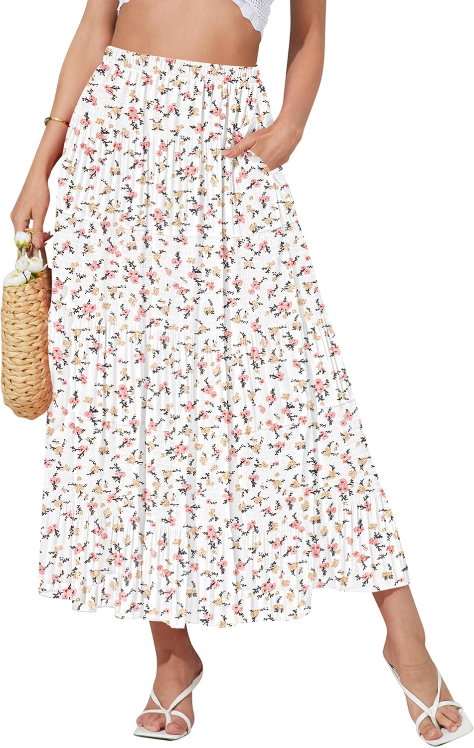 NASHALYLY Women's High Waisted Maxi Skirt with Pockets