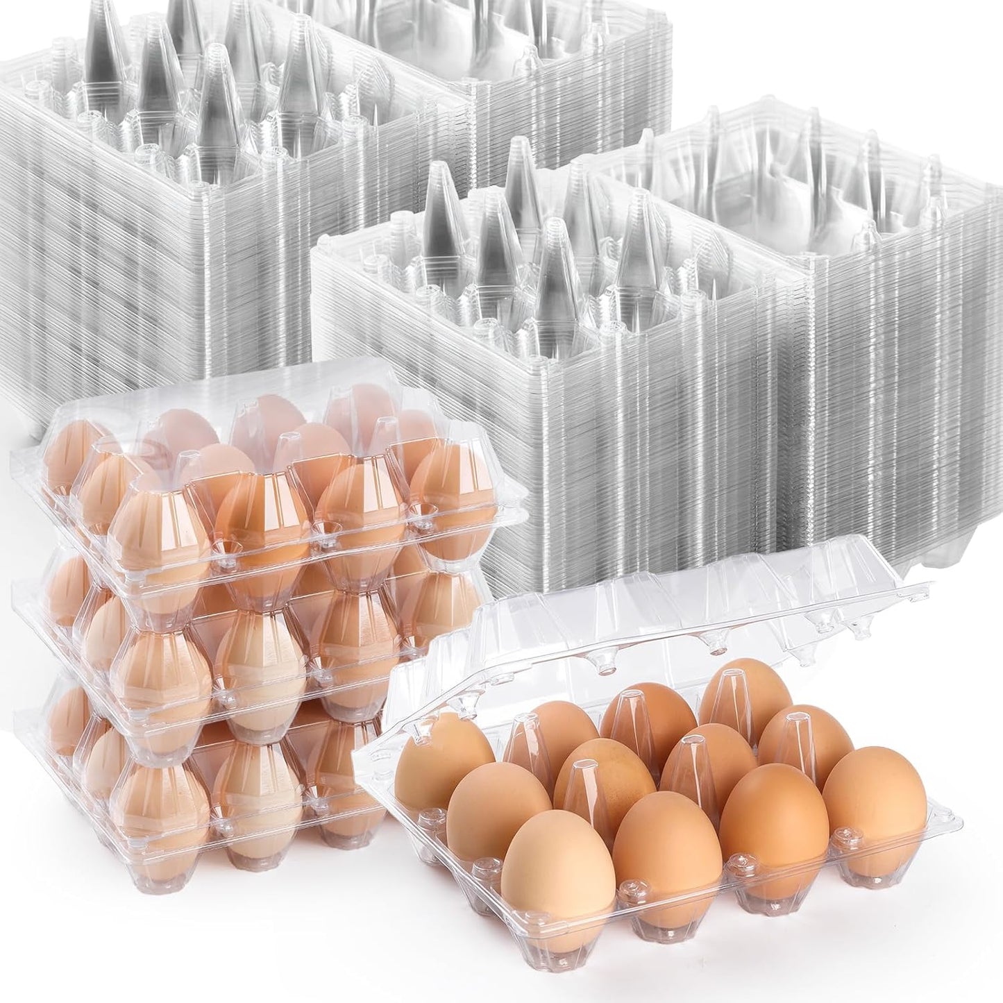 160 Pack Clear Empty Egg Cartons for Chicken Eggs Storage