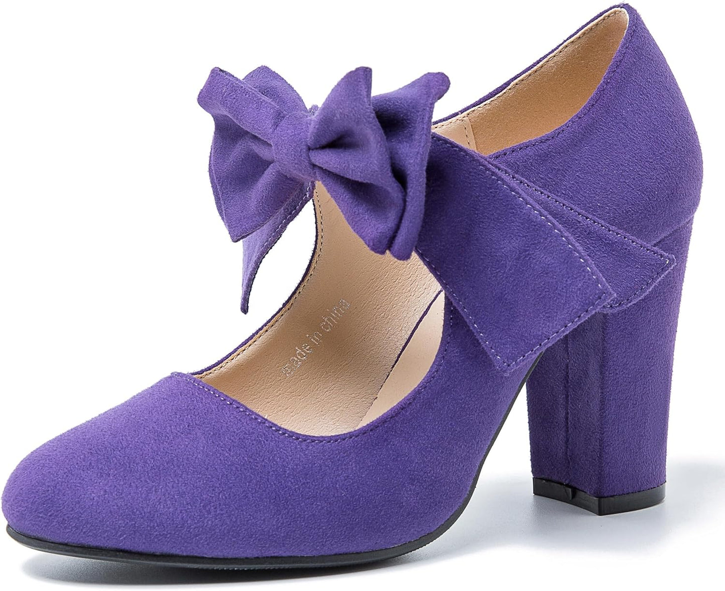 Stylish Bowknot Mary Jane Block Heel Round Pumps for Women