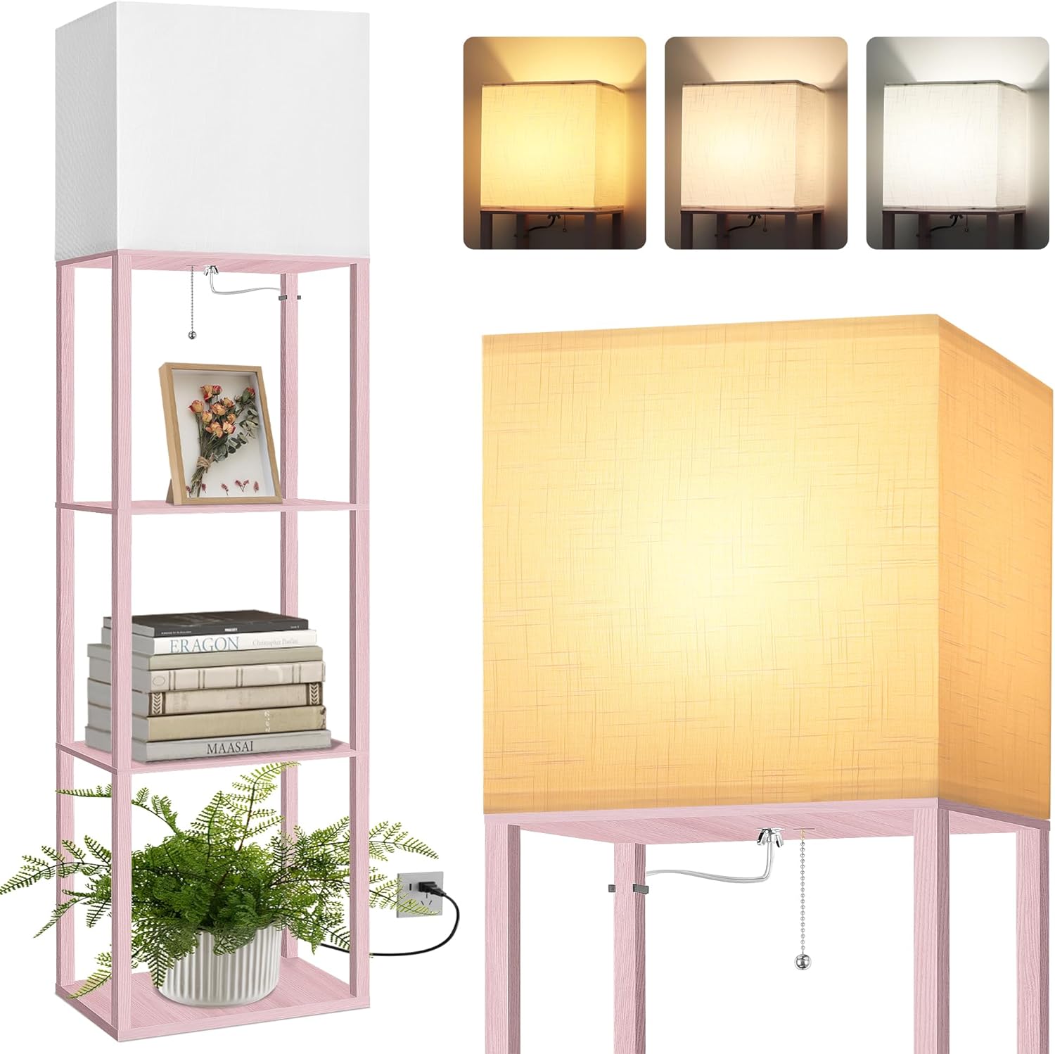Dott Arts Floor Lamp with Shelves for Modern Living Room Decor